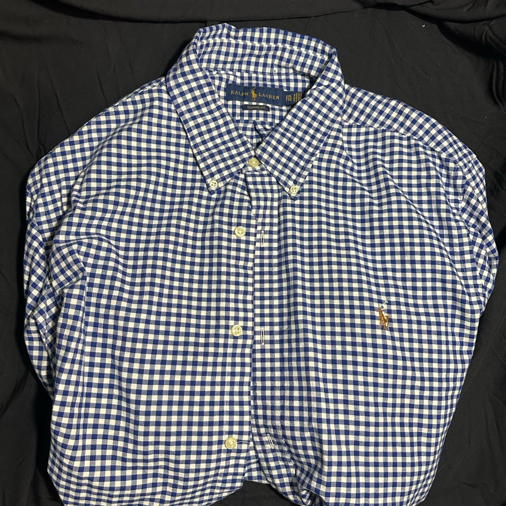 Ralph Lauren Navy and White Gingham Shirt
